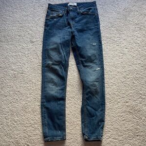 Zara Distressed Blue Skinny Jeans